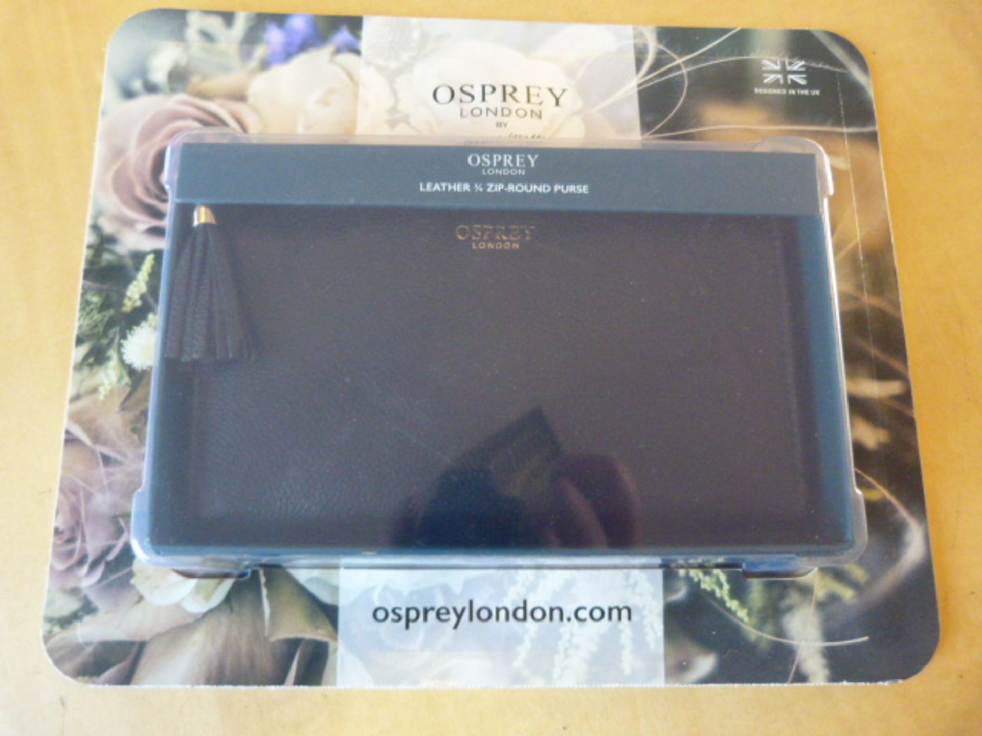 *Osprey London Black Leather 3/4 Zip Purse