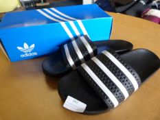 *Adidas Adilette Black & White Size: 8 Flip Flops