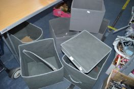 Six Grey Collapsible Storage Boxes