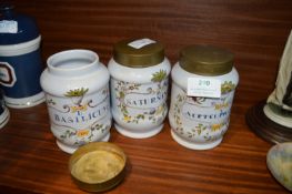 Three Vintage Apothecary Jar with Brass Lids