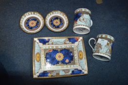 Royal Worcester Dish, Two Cups & Saucers