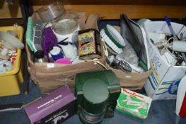 Two Boxes of Kitchenware; Utensils, Knife Sharpene