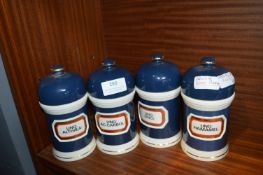 Four Apothecary Jars by Chalsyn Pottery Ltd, Gladstone Pottery Museum