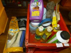 Box of Part Used Products Including Tape, Wire Wool, Slug Killer, etc.