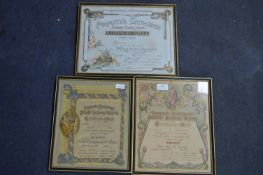 Three Framed Sunday School Certificates 1898-1907