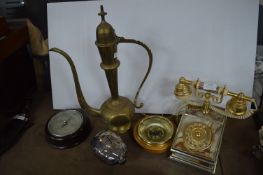Eastern Brass Coffee Pot, Onyx & Brass Telephone,