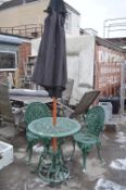 Aluminium Garden Table with Two Chairs, Umbrella a