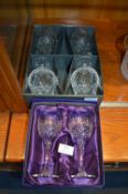 Four Edenborough Crystal Brandy Glasses, and Two W
