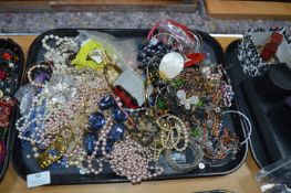 Tray Lot of Costume Jewellery; Pearl Necklaces, Br