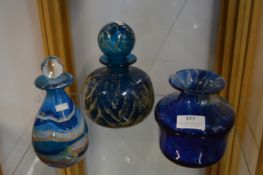 Three 1980's Maltese Art Glass Pieces; One Vase and Two Perfume Bottles