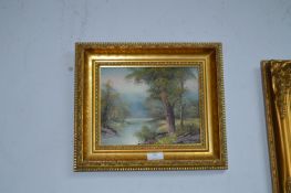 Small Gilt Framed Oil on Canvas by I. Cafieri - Ri