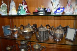 Seven Silver Plated Teapots and Two Photo Frames