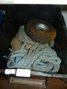 Box of Straps, Rope and a Sack Barrow Wheel