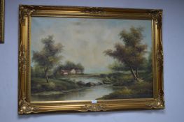 Gilt Framed Oil on Canvas signed Endery - Woodland