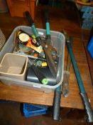 Box of Garden Tools and Accessories Including Pruning Sheers, Twine, Hosepipe Fittings, etc.