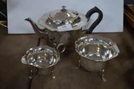 Plated Teapot, Sugar Bowl and Cream Jug