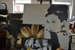 Canvas Framed Prints of Audrey Hepburn, Marylin Mo