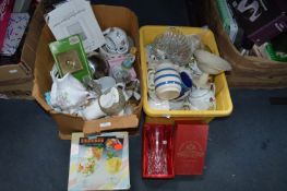 Two Boxes of Pottery and Glassware Including RCR C