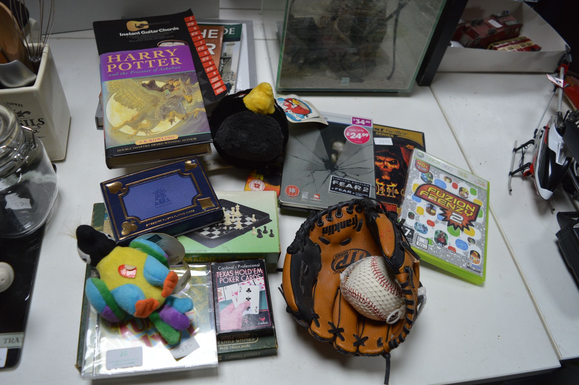 Xbox Games, Baseball Glove & Ball, Books, Card Gam