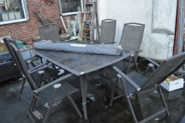 Garden Dining Table with Six Folding Chairs and Pa