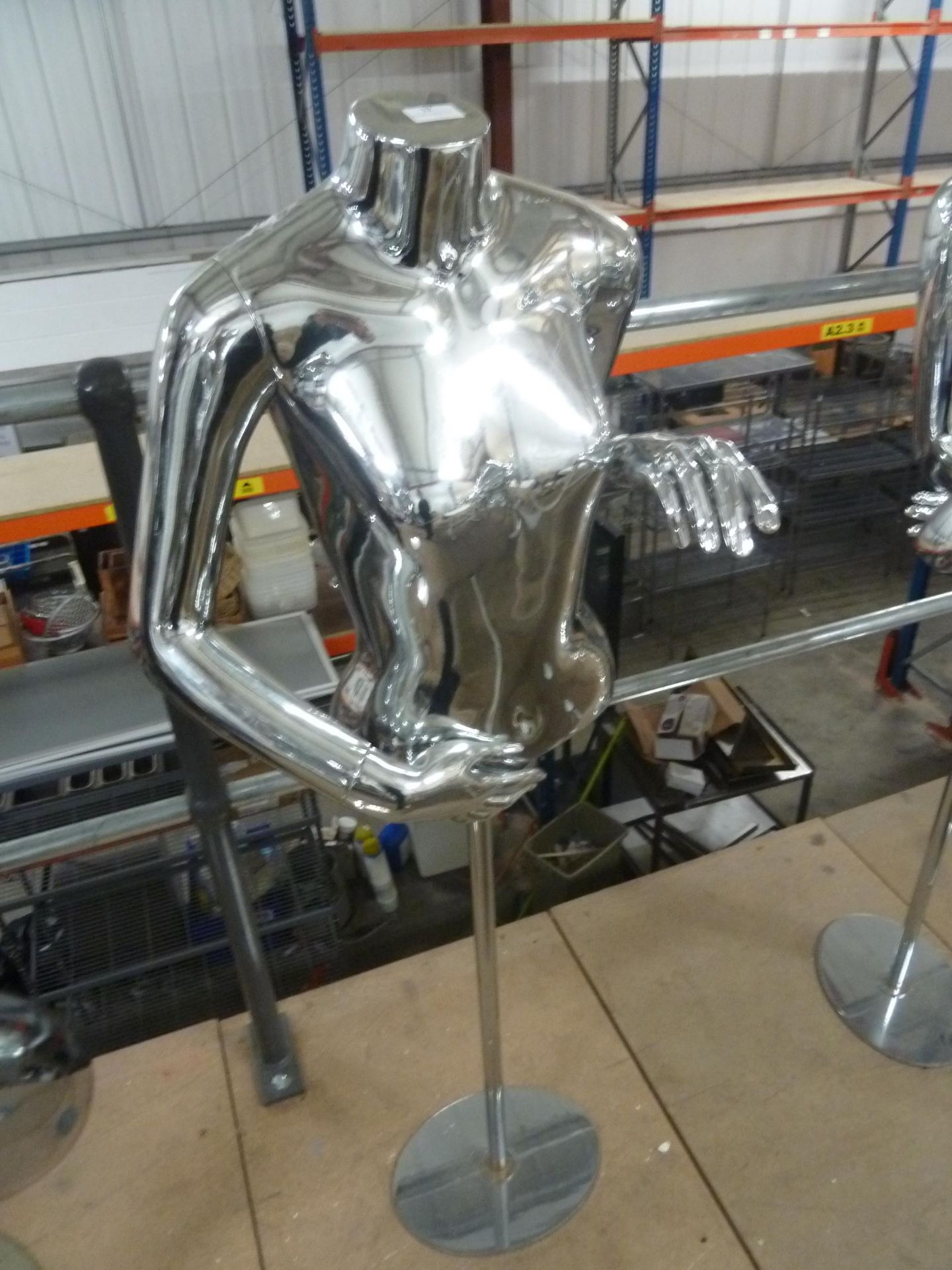 * chrome upper body mannequin with stand