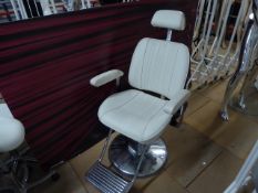 * premium treatment beauticians cream leather chair with foot and head rest - fully adjustable