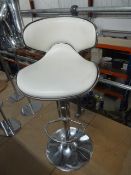 * beauticians counter stool - chrome with white seat with black trim. Heavy base with adjustable gas