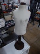 * nice children's fabric mannequin torso on wooden stand - adjustable height