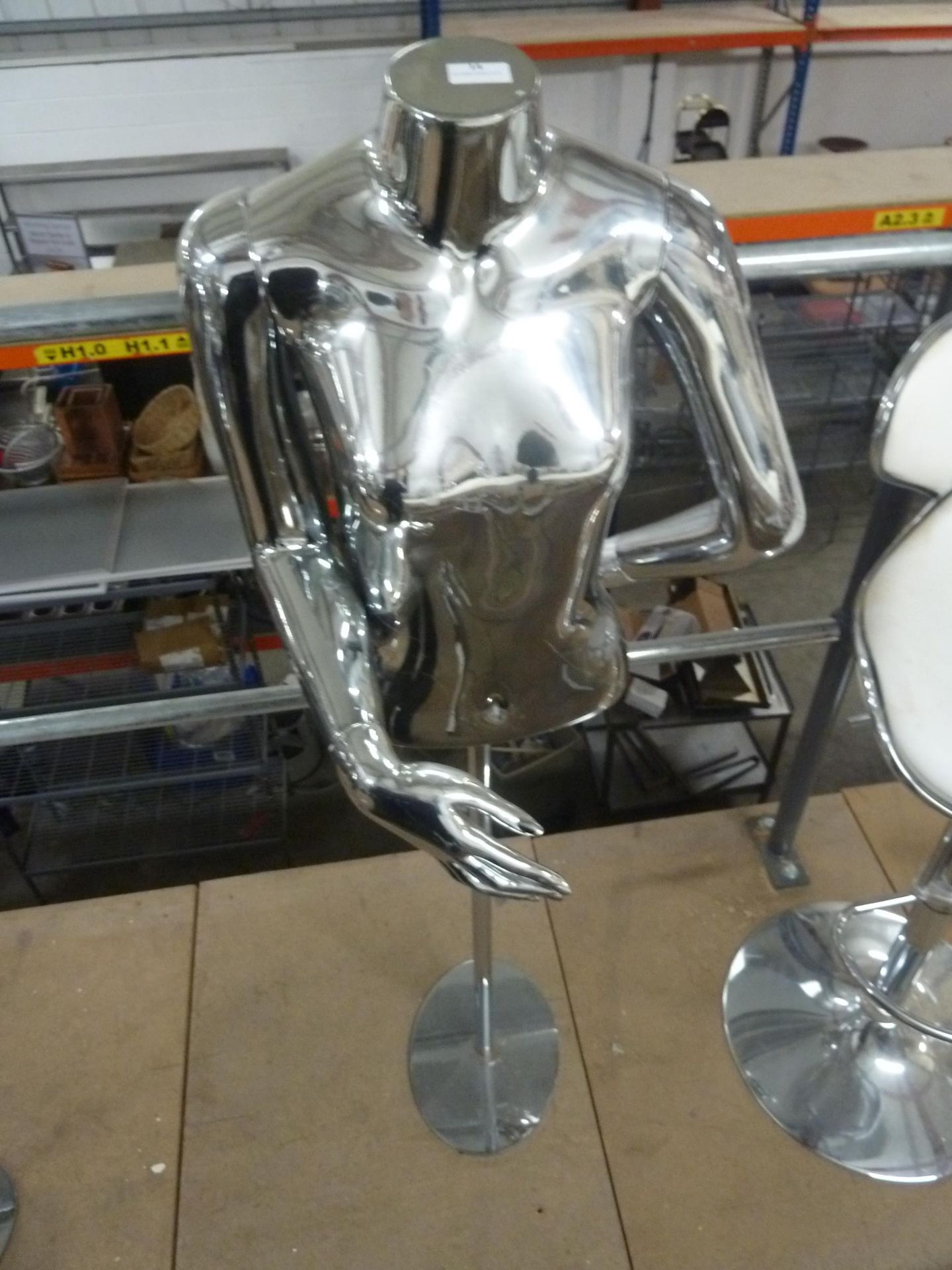 * chrome upper body mannequin with stand