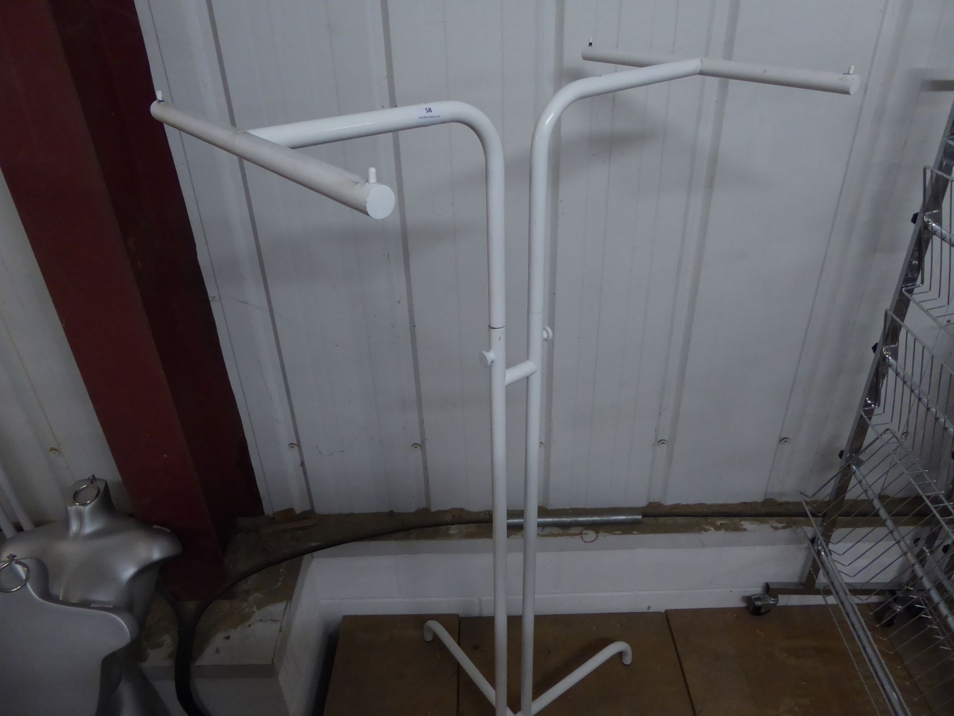 * white freestanding hanging rail with 2 arms