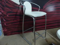 * cream stool with chrome base. 460w x 460d x 900h