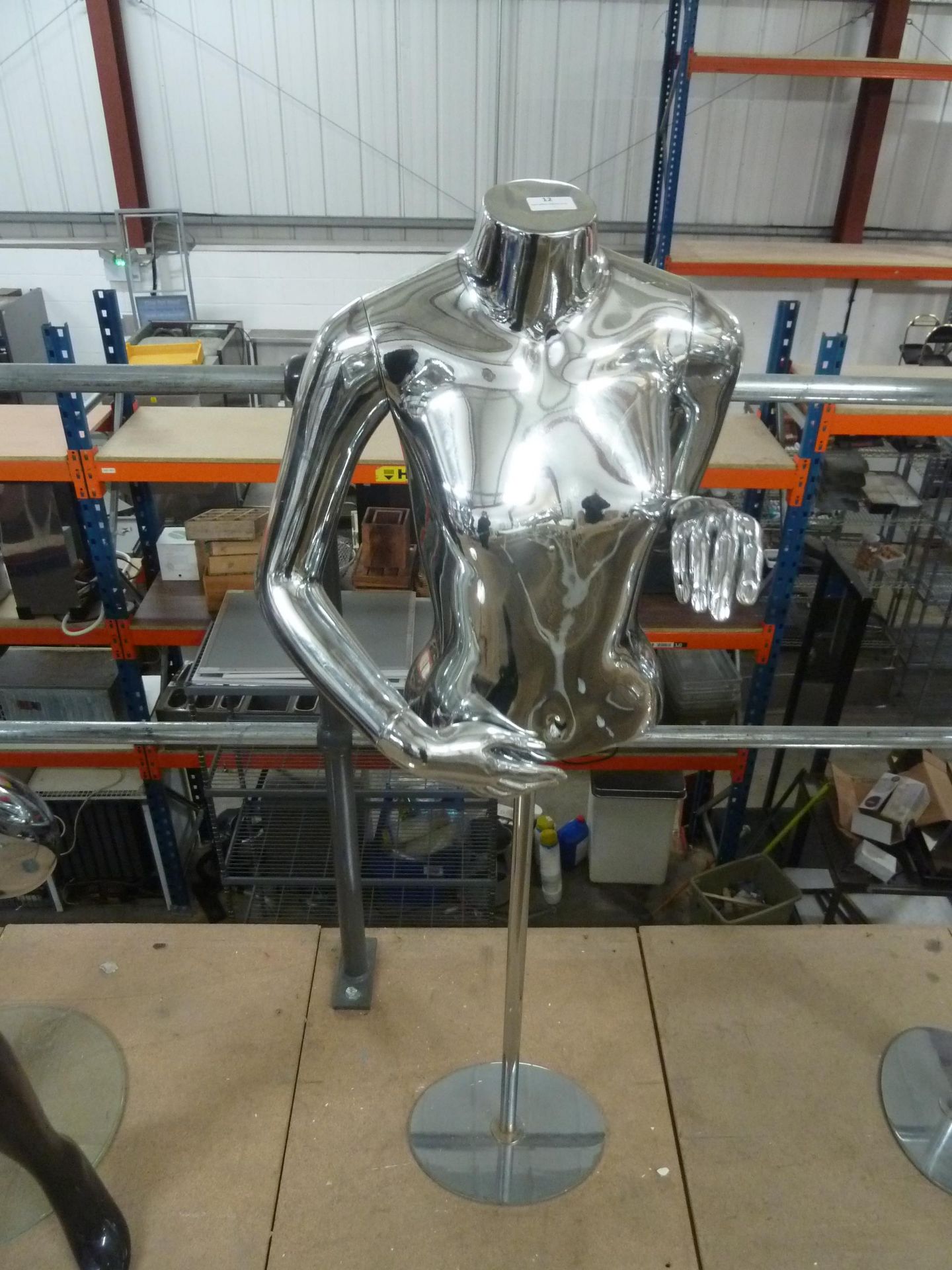 * chrome upper body mannequin with stand - Image 2 of 2