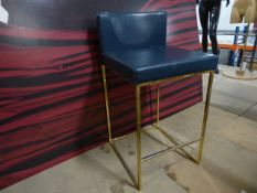 * Blue leather square stools with gold legs. 450w x 500d x 870h