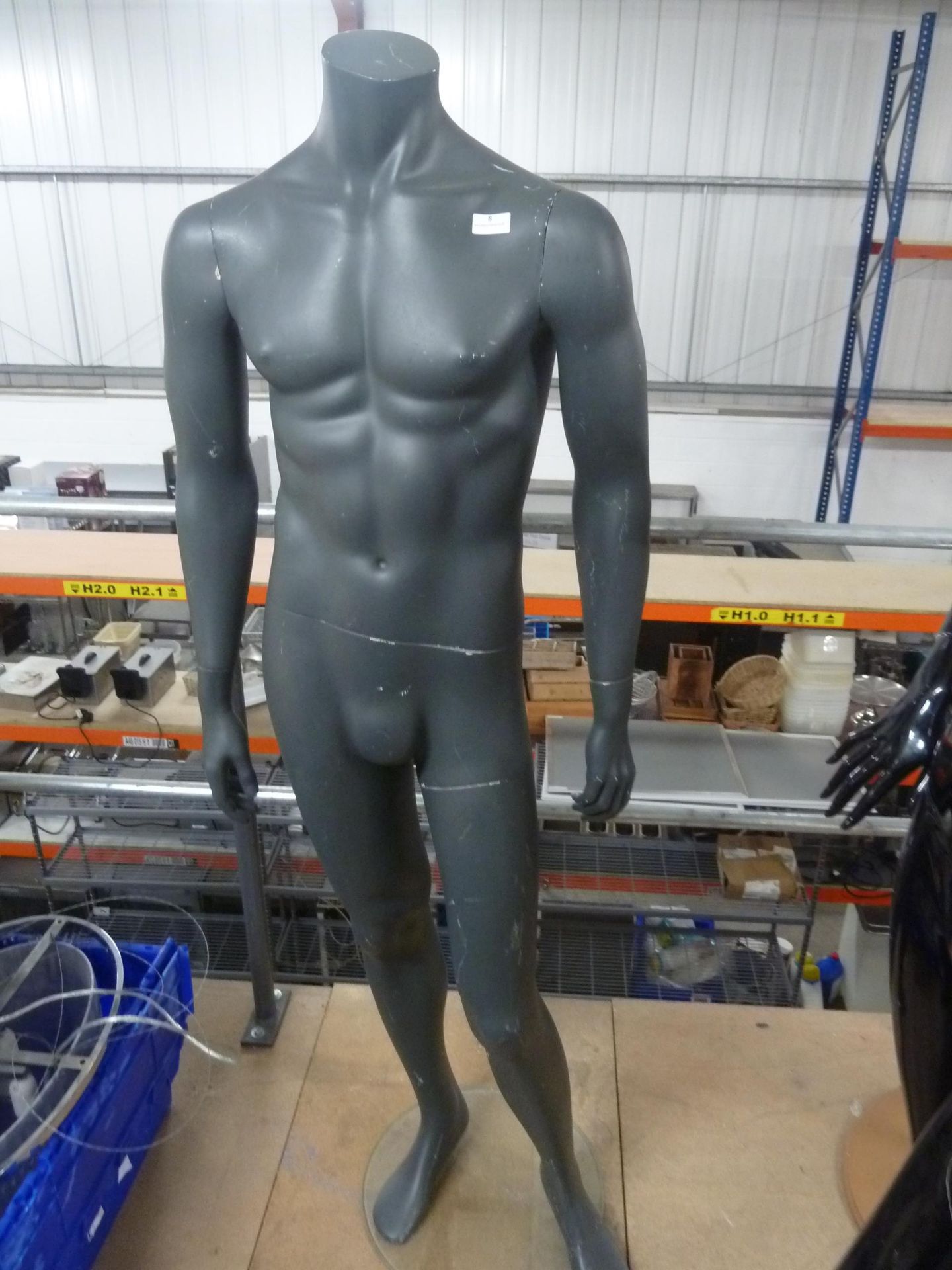 * male mannequin with glass base