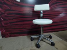 * cream gas lift stool with back and chrome base. Seat height 440 - 570