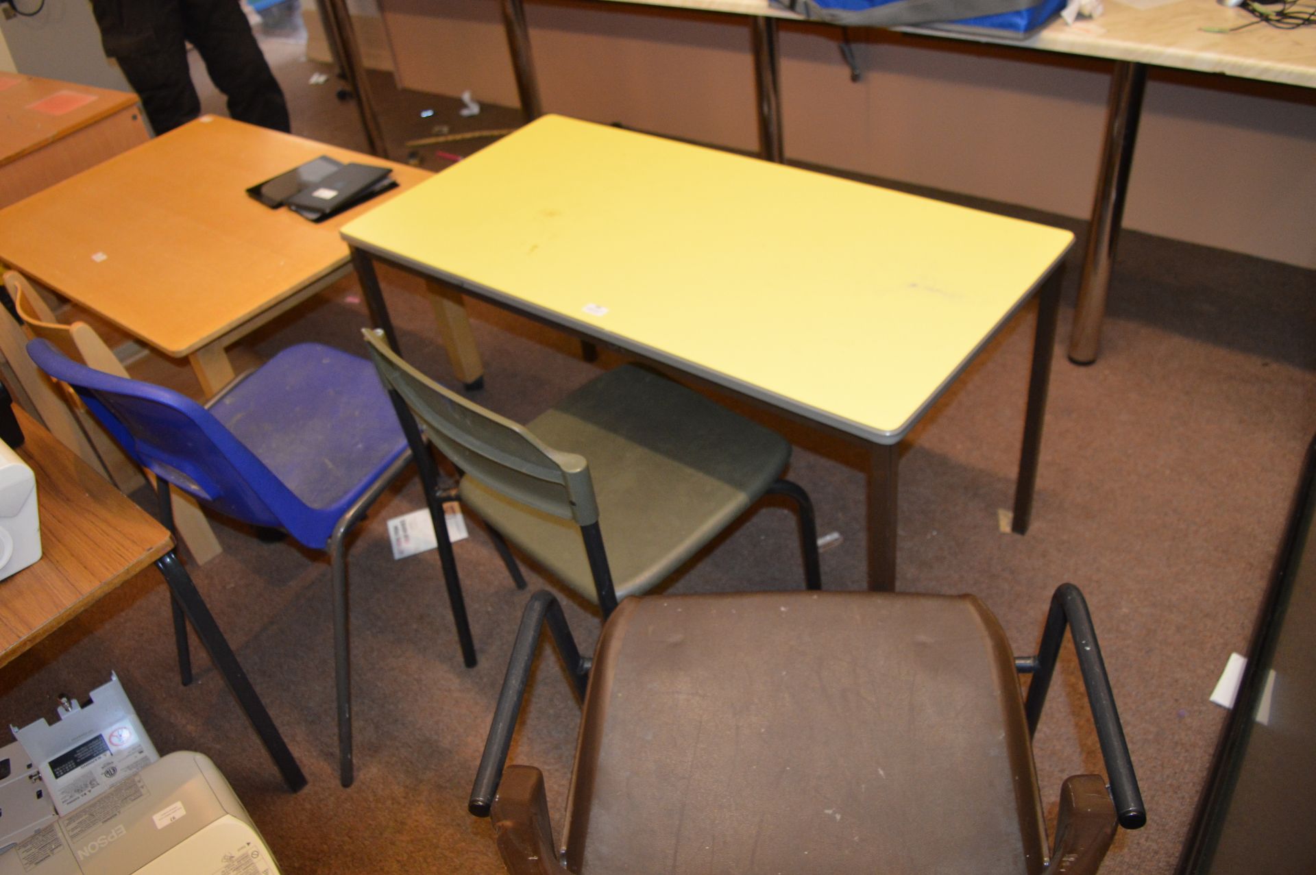 *School Desk and Three Assorted Chairs