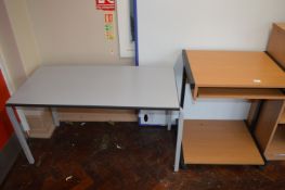 *Computer Desk and a Small Metal Framed School Table