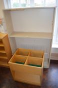 *Bookshelf and a Trolley with Cubby Holes