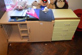 *Wood Effect Filing Cupboard and a Set of Yellow Painted Drawers