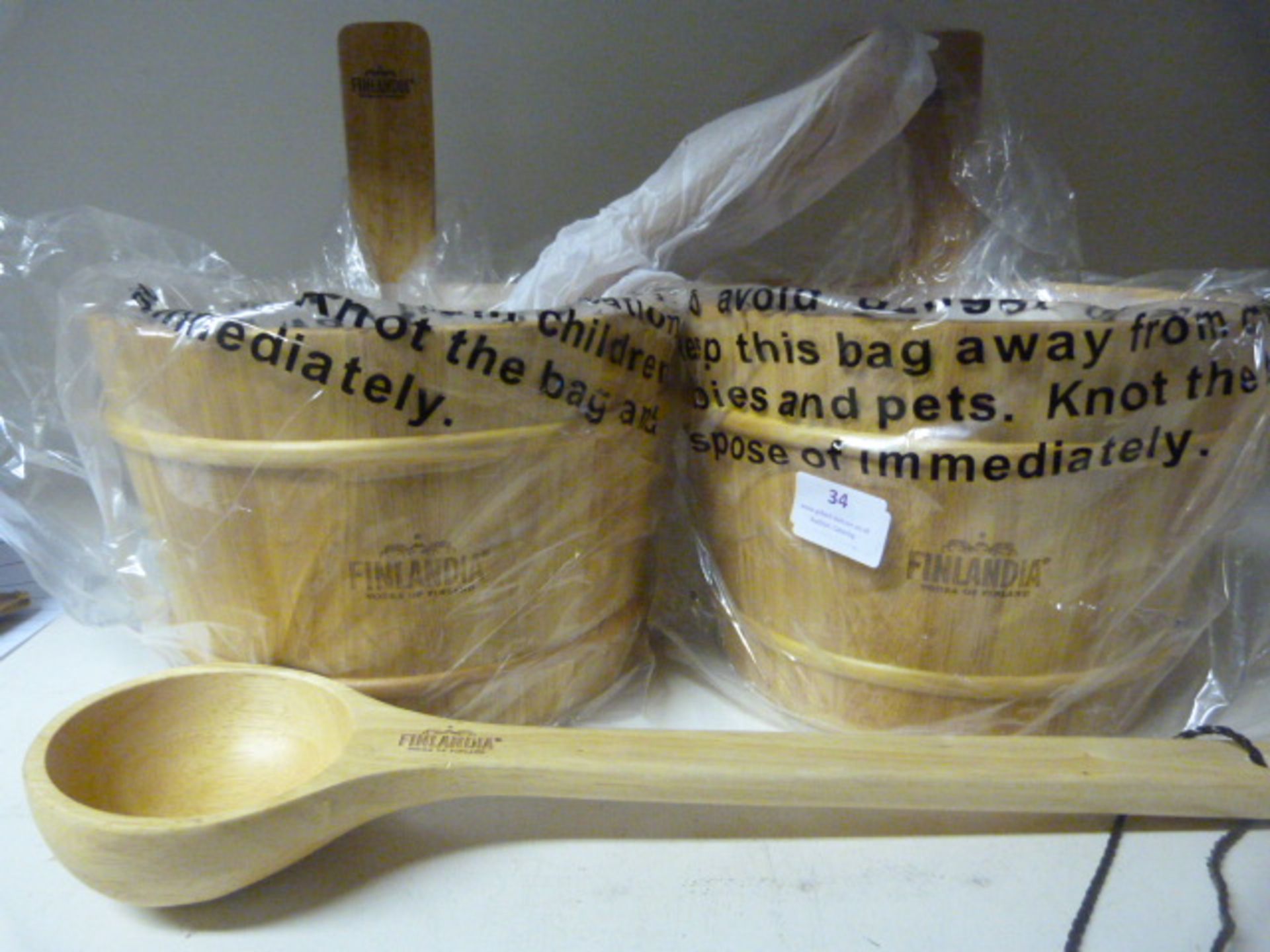 *Pair of Finlandia Sauna Buckets with One Ladle