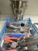 Stainless Steel Ice Bucket and a Quantity of Cutle