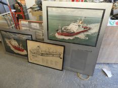 *Framed Photos and a Diagram of the Cargo Ship Prism