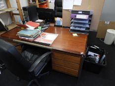*Two Executive Desk and Two Highback Swivel Chairs, Assorted Office Sundries, etc.