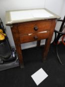 *Antique Mahogany Side Table with Two Drawer on Splayed Square Legs
