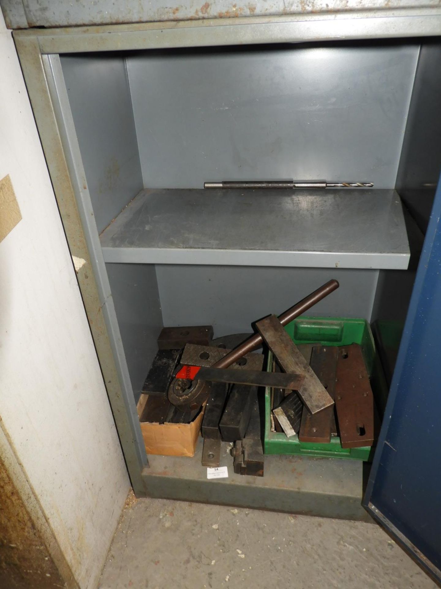 *Industrial Cabinet Containing Assorted Lathe Tooling, Vice Jaws, etc.