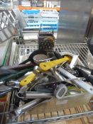 * large quantity of utensils - including ladles, tongs, grater, probe, tin opener, etc.