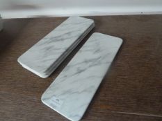 * 4 x rectangle white and grey marble effect plates