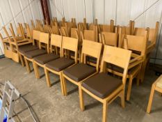 * 8 x wooden chairs with brown upholstered seats