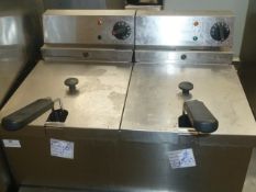 * table top double fryer with baskets. 540w x 410d x 320h