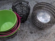 * selection of wire baskets and pots